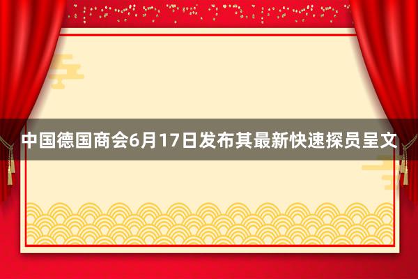 中国德国商会6月17日发布其最新快速探员呈文